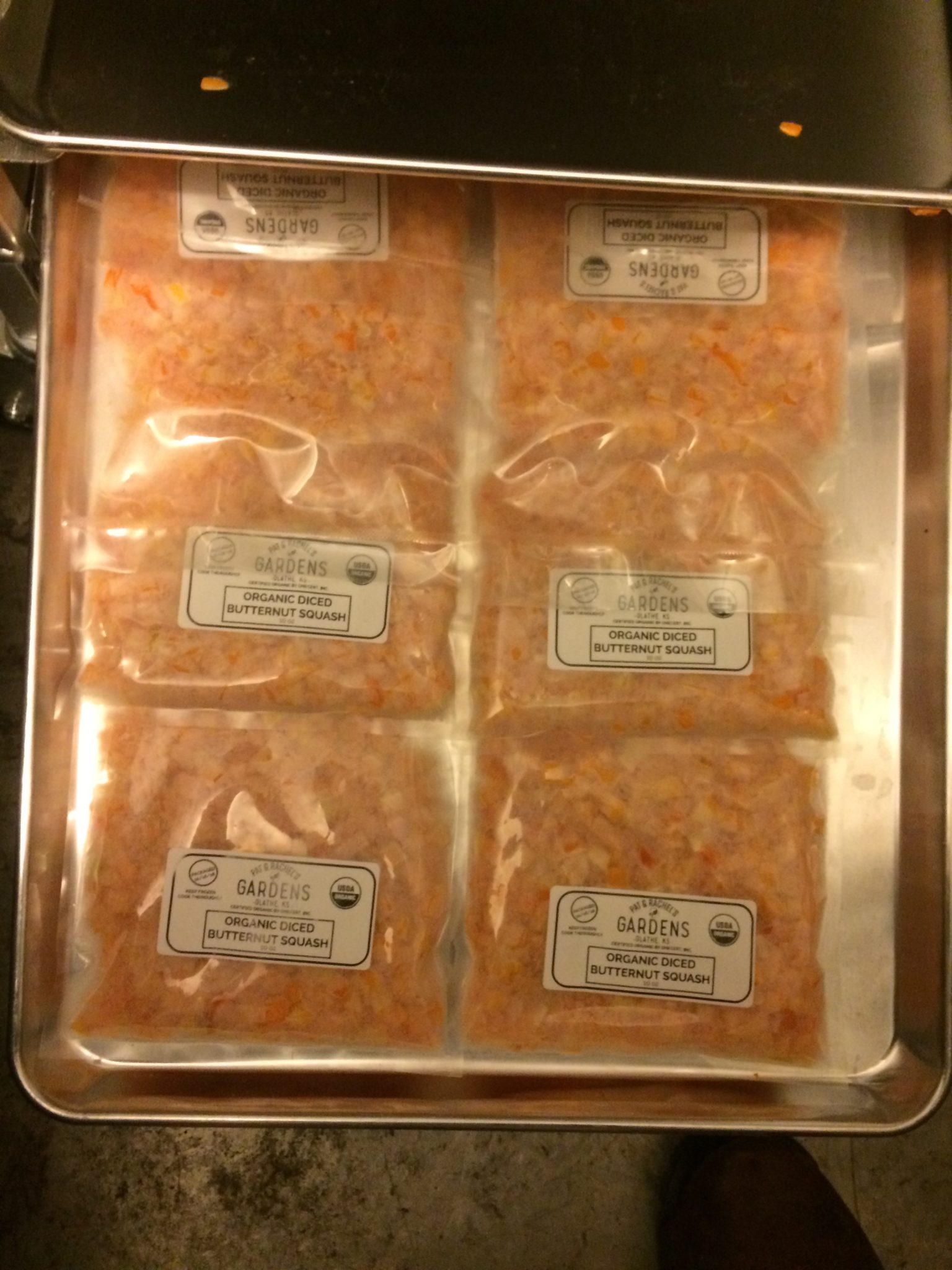 diced butternut squash bagged and sealed