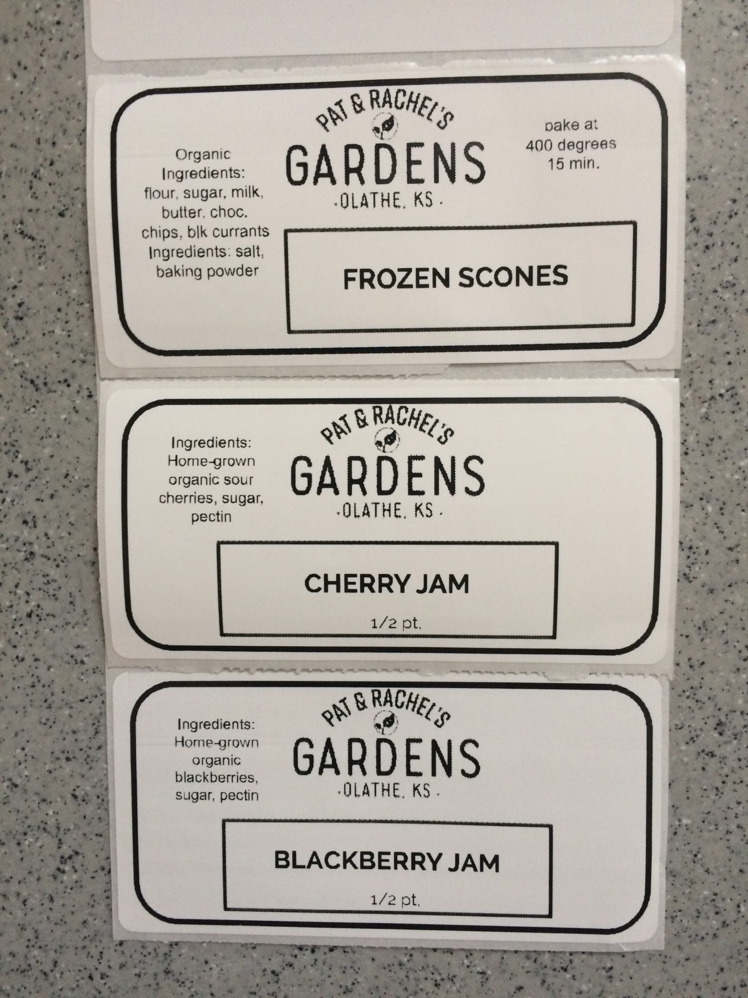labels for frozen scones and jams